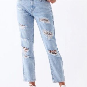 Pacsun Distressed Light Wash Mom Jean Rigid Denim